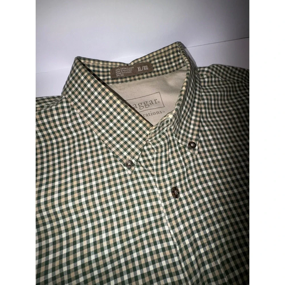 2 Mens Haggar Generations Red & Green Plaid‎ Button Down Shirt XL Classic Fit